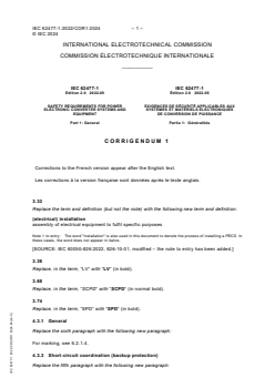 IEC 62477-1:2022/COR1:2024 - Corrigendum 1 - Safety requirements for power electronic converter systems and equipment - Part 1: General
Released:4/17/2024 - Page 1 preview