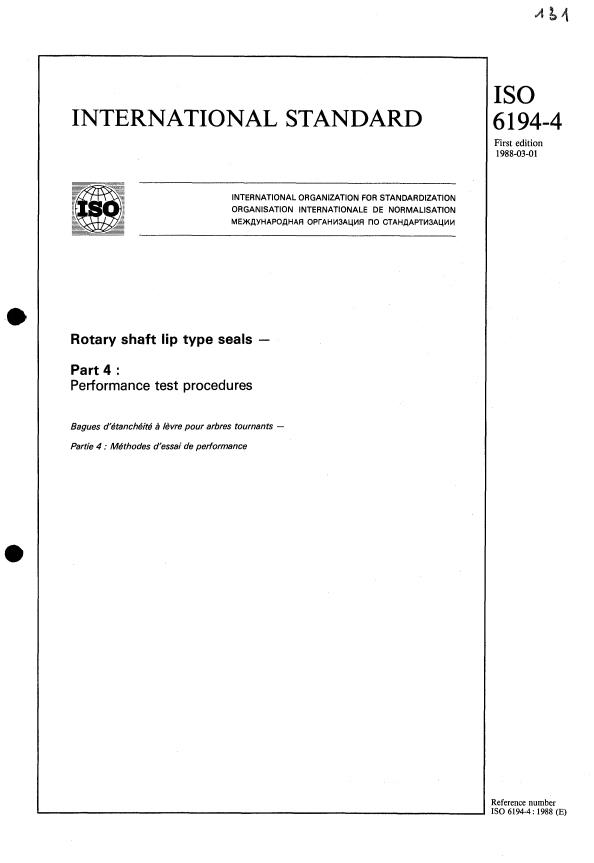 ISO 6194-4:1988 - Rotary shaft lip type seals