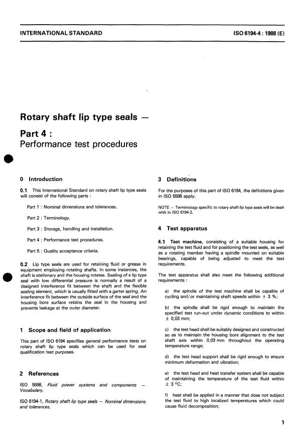 ISO 6194-4:1988 - Rotary shaft lip type seals