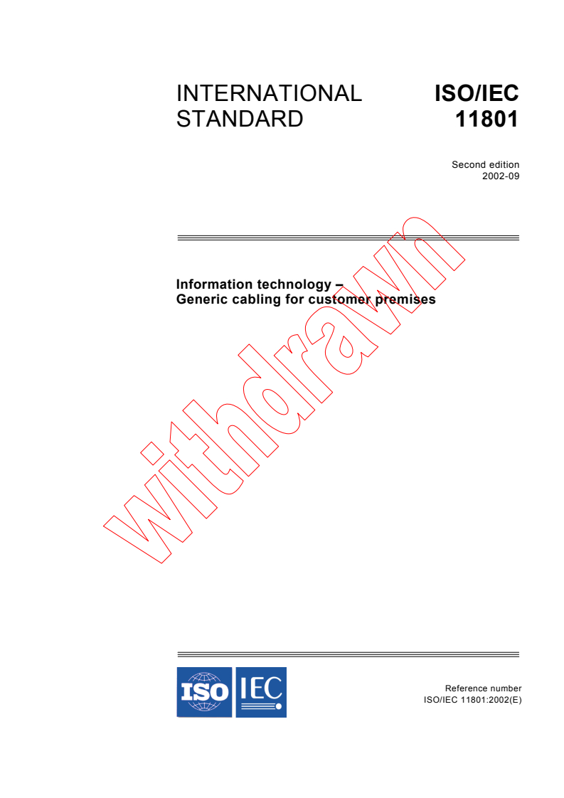 ISO/IEC 11801:2002 - Information technology - Generic cabling for customer premises
Released:9/30/2002
Isbn:2831865751