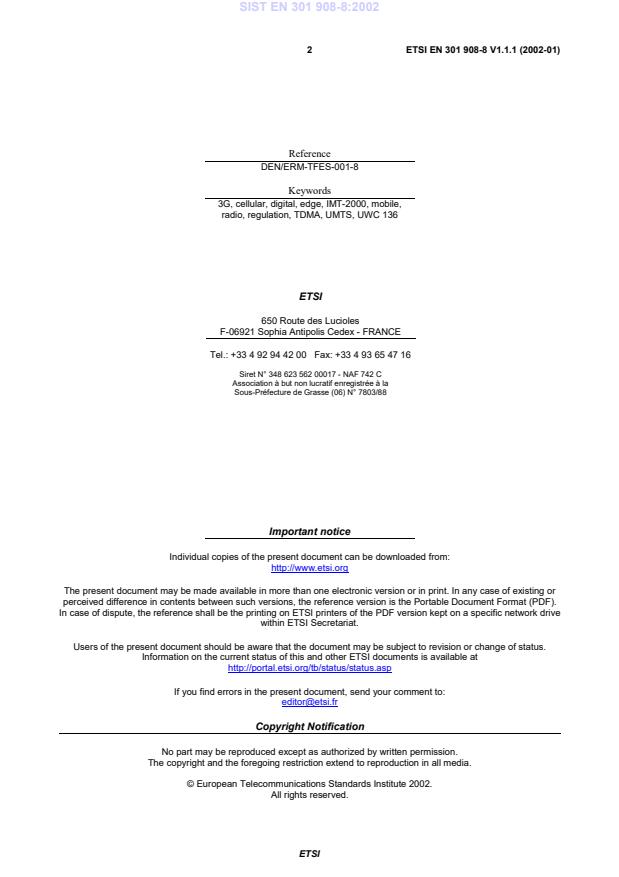 SIST EN 301 908-8:2002 SIST EN 301 908-8:2002 - Page 4 preview