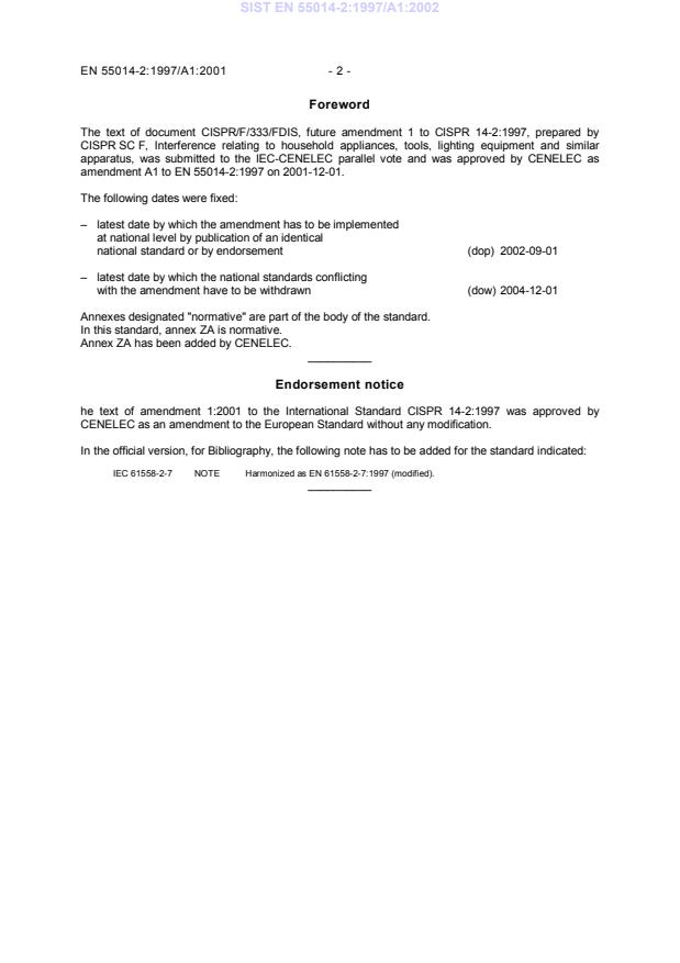 EN 55014-2:1997/A1:2001 EN 55014-2:1997/A1:2002 - Page 4 preview