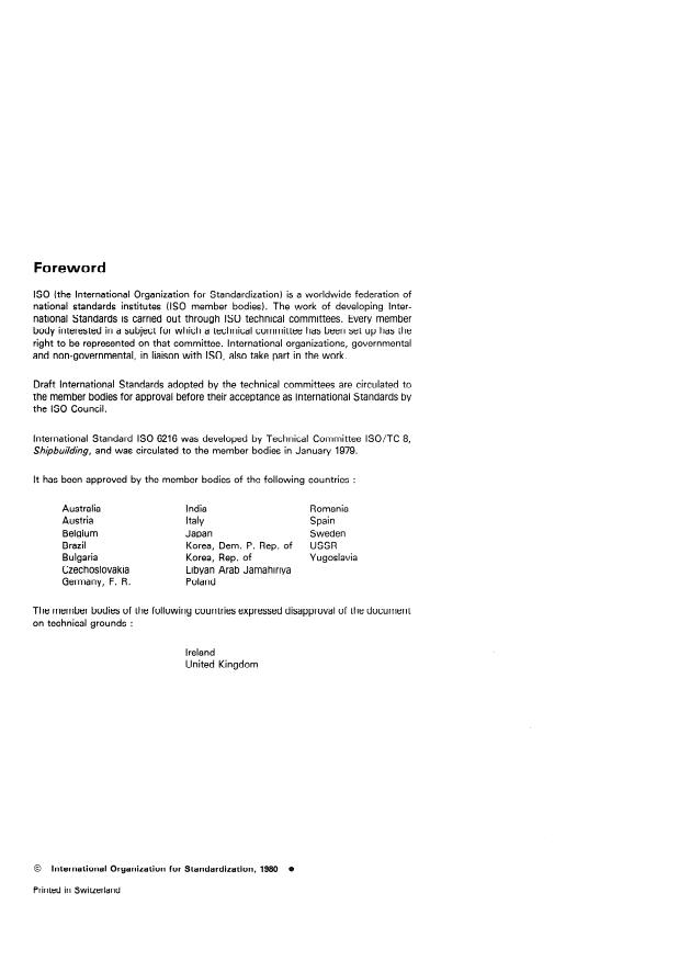 ISO 6216:1980 ISO 6216:1980 - Shipbuilding -- Inland navigation -- Pilot craft -- Classification and basic requirements - Page 2 preview