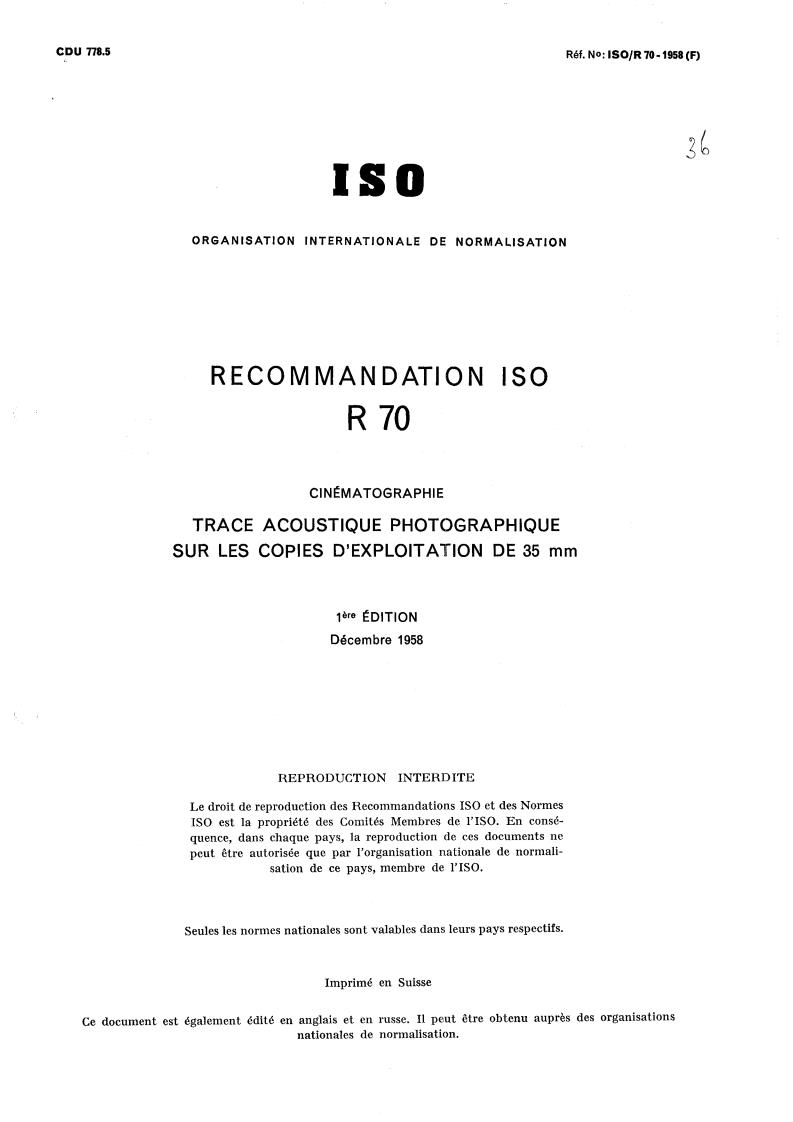 ISO/R 70:1958 - Title missing - Legacy paper document
Released:1/1/1958