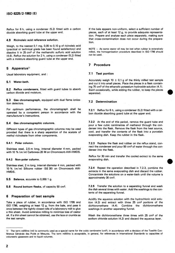ISO 6225-2:1983 ISO 6225-2:1983 - Rubber, raw, natural -- Determination of castor oil content - Page 4 preview