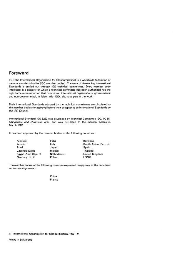 SIST ISO 6233:2001 ISO 6233:1983 - Manganese ores and concentrates -- Determination of calcium and magnesium contents -- EDTA titrimetric method - Page 2 preview