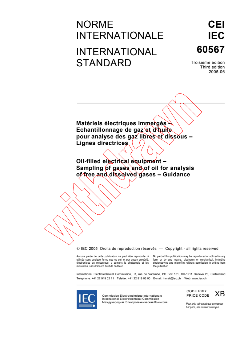 IEC 60567:2005 - Oil-filled electrical equipment - Sampling of gases and of oil for analysis of free and dissolved gases - Guidance
Released:6/28/2005
Isbn:2831880769