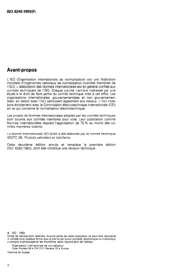 ISO 6245:1993 ISO 6245:1993 - Produits pétroliers -- Détermination des cendres - Page 2 preview