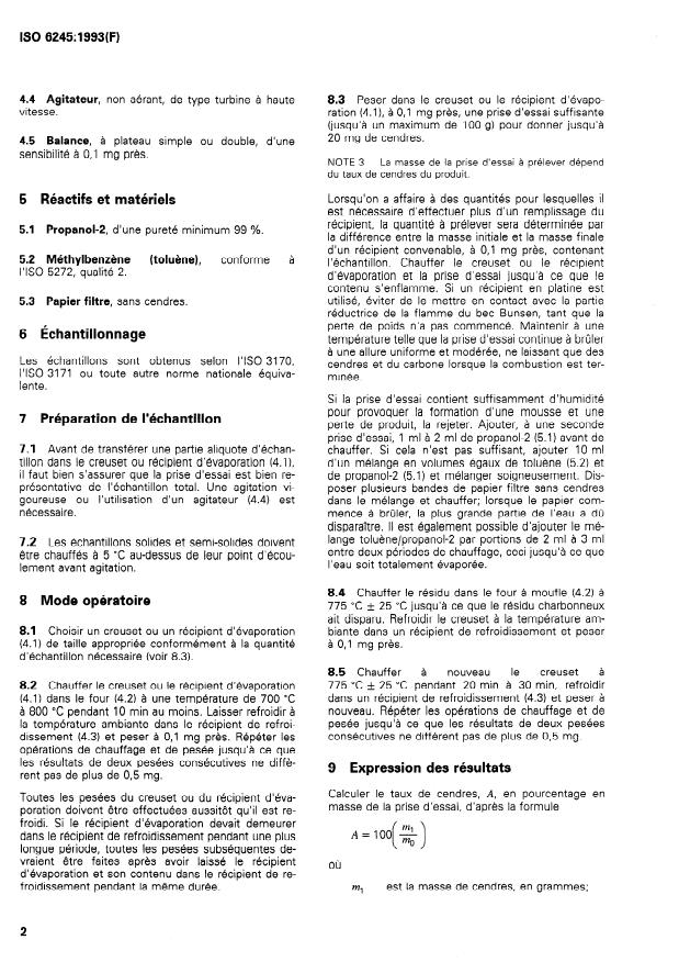 ISO 6245:1993 ISO 6245:1993 - Produits pétroliers -- Détermination des cendres - Page 4 preview