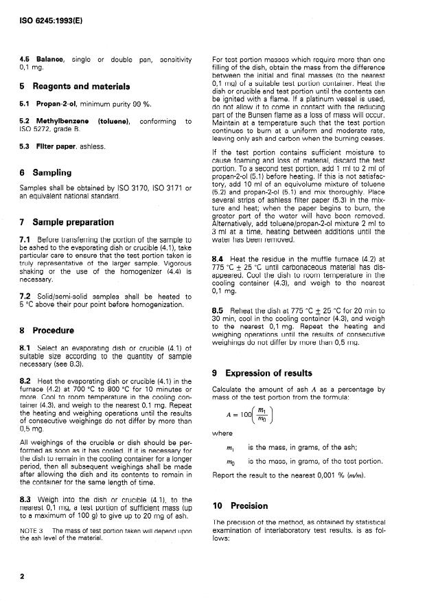 ISO 6245:1993 ISO 6245:1993 - Petroleum products -- Determination of ash - Page 4 preview