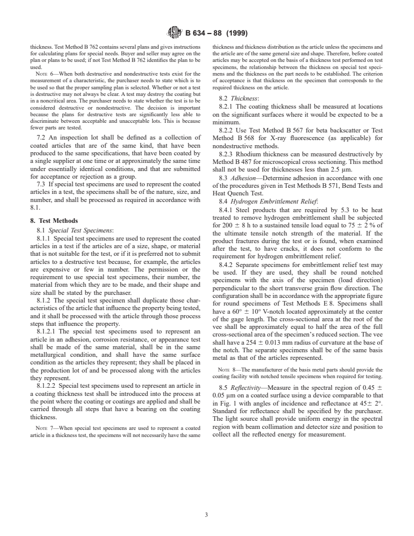 ASTM B634-88(1999) - Standard Specification for Electrodeposited Coatings of Rhodium for Engineering Use