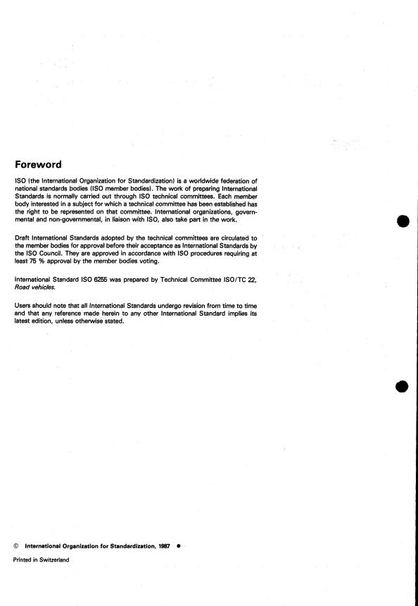 ISO 6255:1987 ISO 6255:1987 - Road vehicles -- Rear-window washing and wiping systems for passenger cars -- Test methods - Page 2 preview