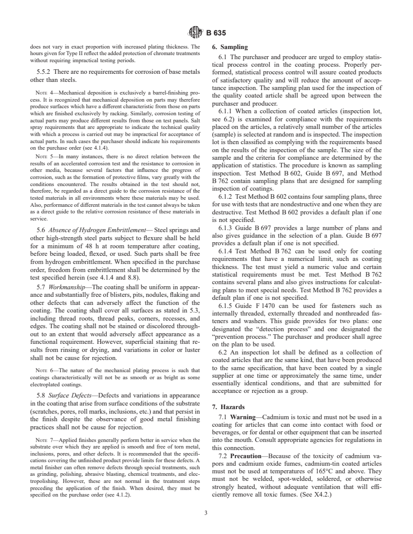 ASTM B635-00 - Standard Specification for Coatings of Cadmium-Tin Mechanically Deposited