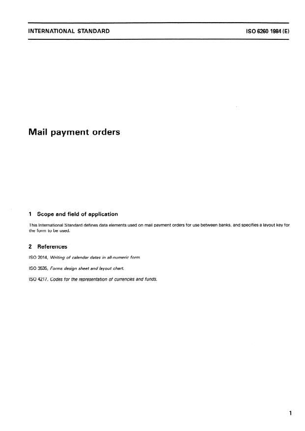 ISO 6260:1984 - Mail payment orders