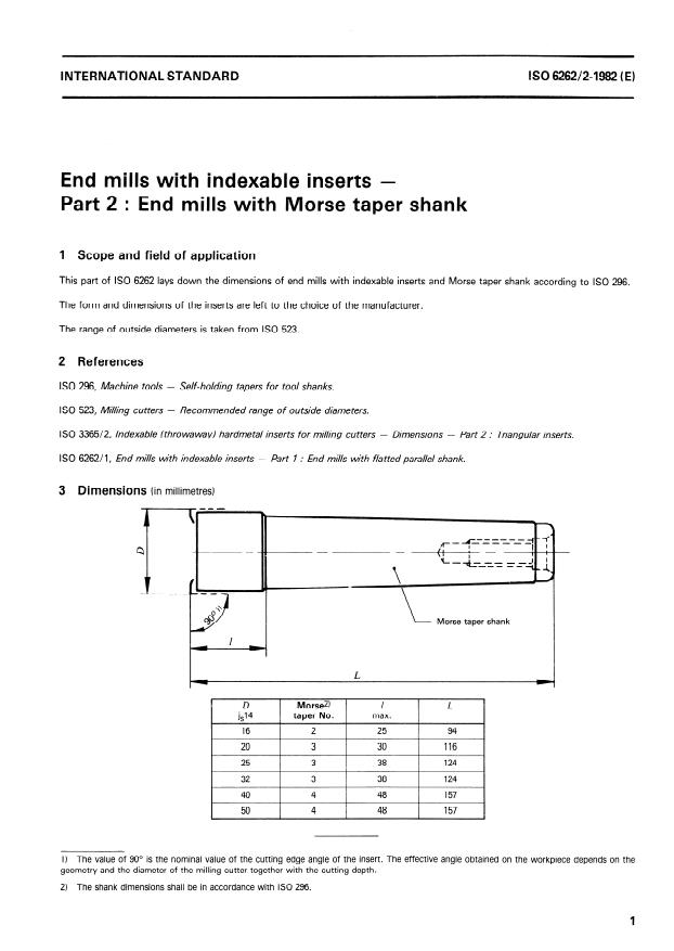 ISO 6262-2:1982 - End mills with indexable inserts