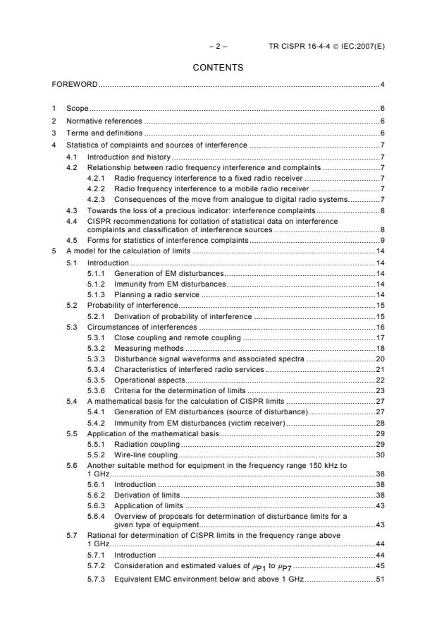 CISPR TR 16-4-4:2007 CISPR TR 16-4-4:2007 - Specification for radio disturbance and immunity measuring apparatus and methods - Part 4-4: Uncertainties, statistics and limit modelling - Statistics of complaints and a model for the calculation of limits for the protection of radio services - Page 4 preview