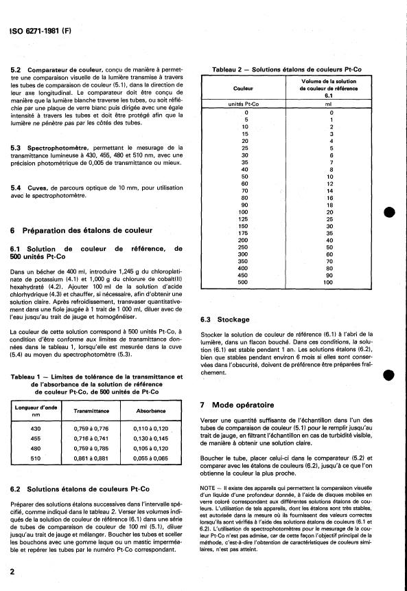 ISO 6271:1981 ISO 6271:1981 - Liquides clairs -- Évaluation de la couleur au moyen de l'échelle platine-cobalt - Page 4 preview