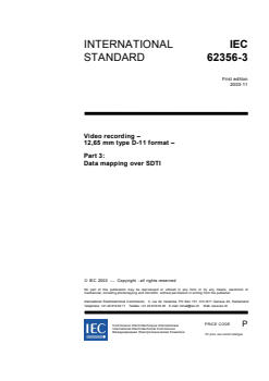 IEC 62356-3:2003 - Video recording - 12,65 mm type D-11 format - Part 3: Data mapping over SDTI
Released:11/7/2003
Isbn:2831872316 - Page 3 preview