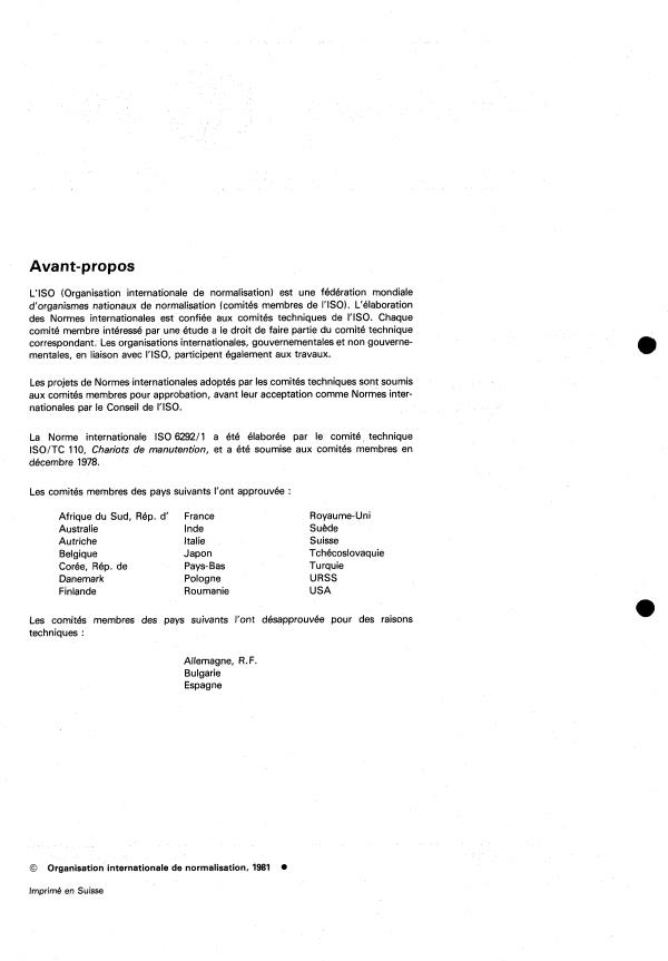 ISO 6292-1:1981 ISO 6292-1:1981 - Chariots de manutention automoteurs -- Capacité de freinage - Page 2 preview