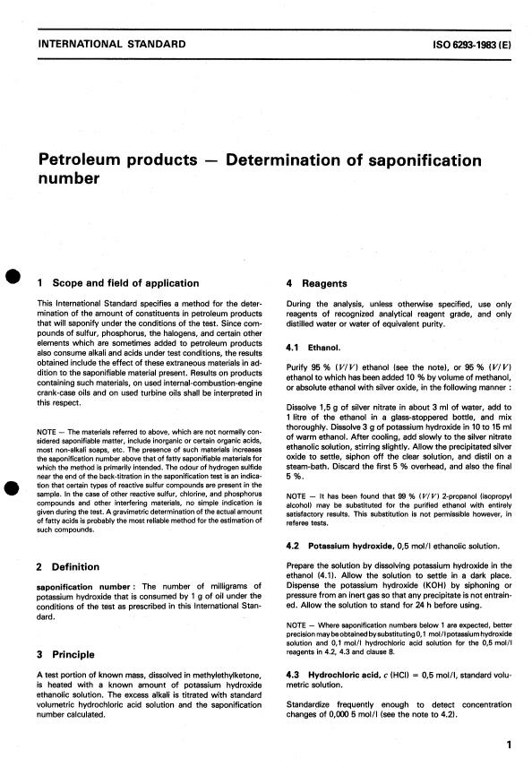 ISO 6293:1983 - Petroleum products -- Determination of saponification number
