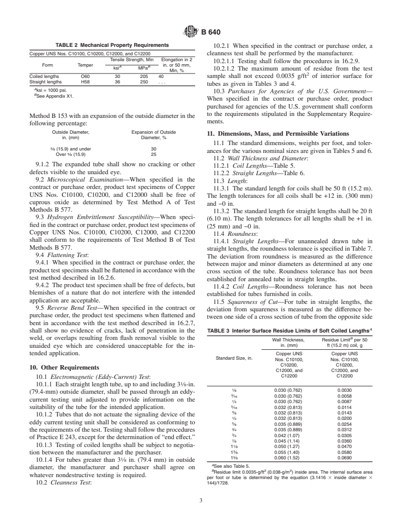 ASTM B640-00 - Standard Specification for Welded Copper Tube for Air Conditioning and Refrigeration Service