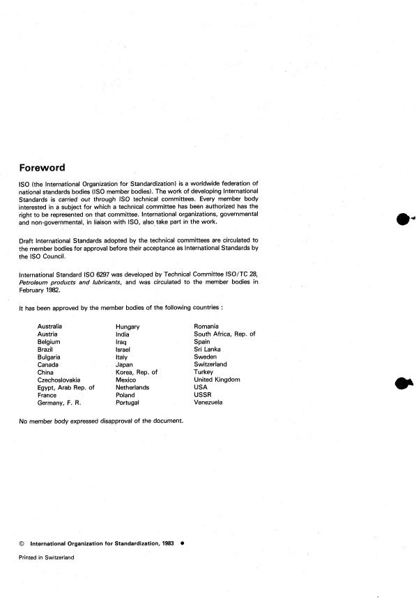 ISO 6297:1983 ISO 6297:1983 - Petroleum products -- Aviation and distillate fuels containing a static dissipator additive -- Determination of electrical conductivity - Page 2 preview