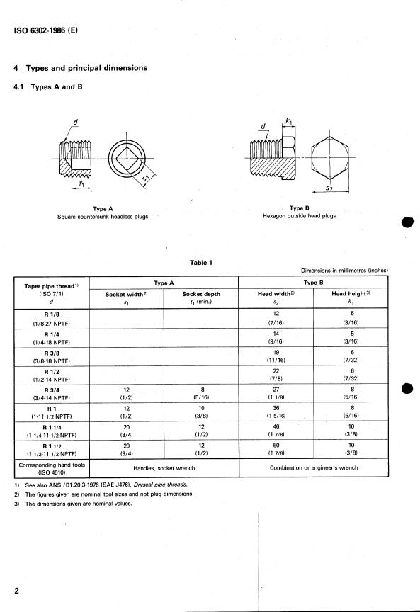 ISO 6302:1986 ISO 6302:1986 - Earth-moving machinery -- Drain, fill and level plugs - Page 4 preview
