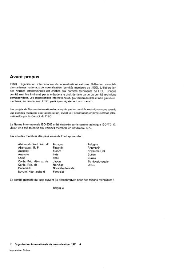 ISO 6303:1981 ISO 6303:1981 - Produits en acier pour récipients a pression ne figurant pas dans l'ISO 2604, Parties 1 a 6 -- Dérivation des propriétés de rupture sous contrainte prolongée - Page 2 preview