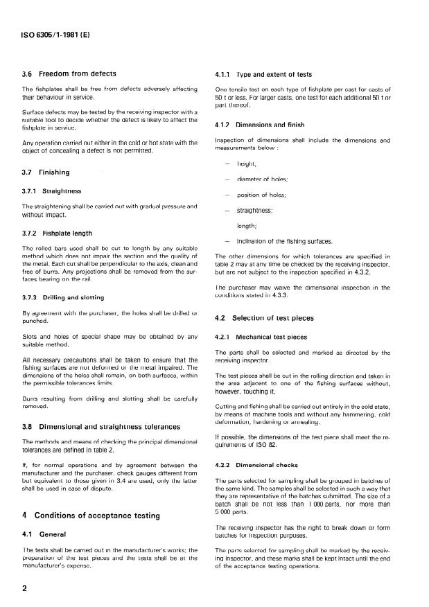 ISO 6305-1:1981 ISO 6305-1:1981 - Railway components -- Technical delivery requirements - Page 4 preview