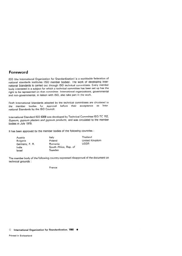 ISO 6308:1980 ISO 6308:1980 - Gypsum plasterboard -- Specification - Page 2 preview