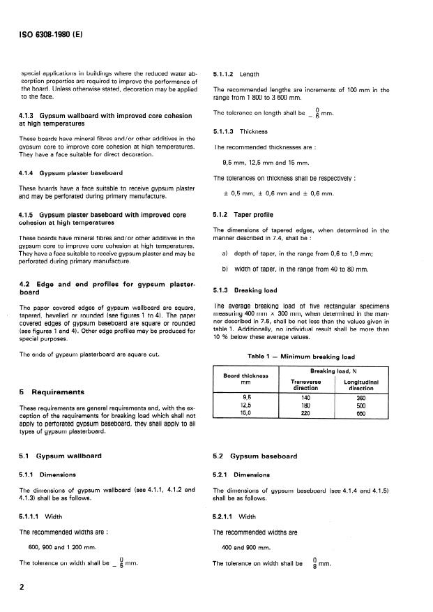 ISO 6308:1980 ISO 6308:1980 - Gypsum plasterboard -- Specification - Page 4 preview