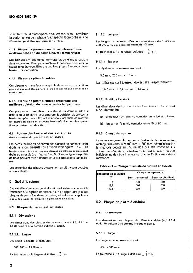 ISO 6308:1980 ISO 6308:1980 - Plaques de parement en plâtre -- Spécifications - Page 4 preview