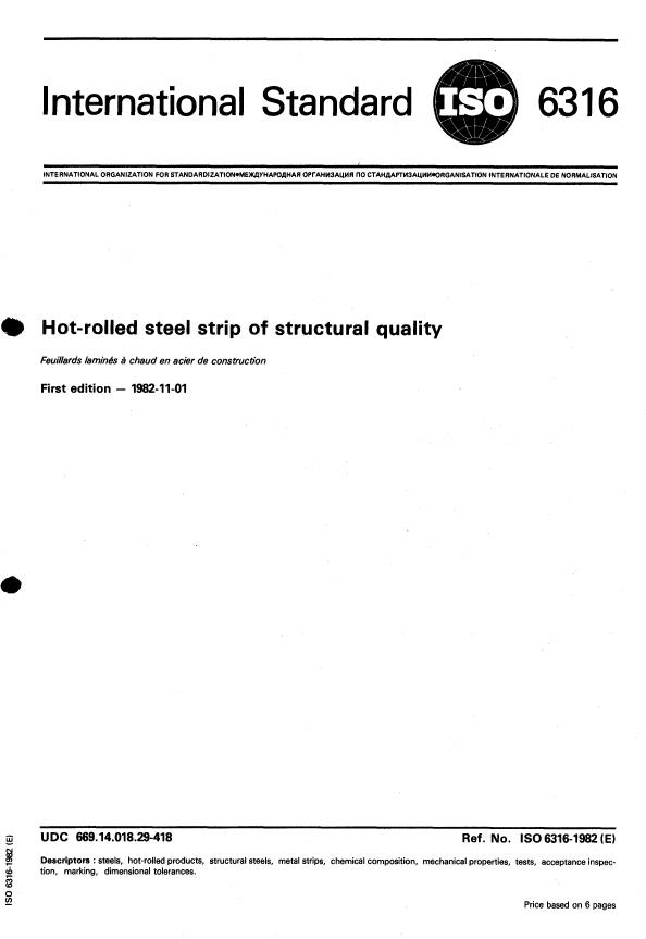 ISO 6316:1982 - Hot-rolled steel strip of structural quality