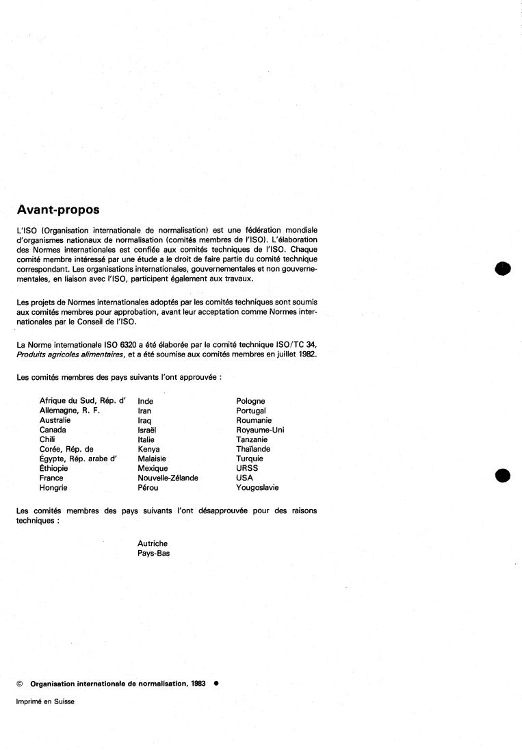 ISO 6320:1983 ISO 6320:1983 - Animal and vegetable fats and oils — Determination of refractive index
Released:7/1/1983 - Page 2 preview
