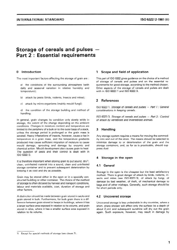 ISO 6322-2:1981 - Storage of cereals and pulses