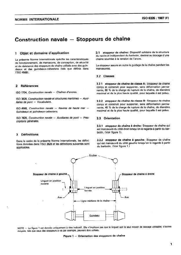 ISO 6325:1987 - Construction navale -- Stoppeurs de chaîne