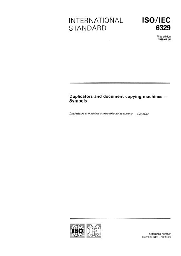 ISO/IEC 6329:1989 - Duplicators and document copying machines -- Symbols