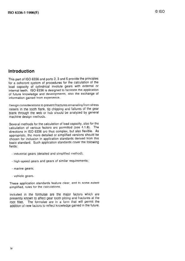 ISO 6336-1:1996 ISO 6336-1:1996 - Calculation of load capacity of spur and helical gears - Page 4 preview