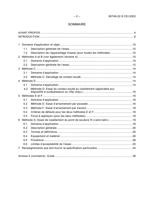 IEC 60749-22:2002 IEC 60749-22:2002 - Semiconductor devices - Mechanical and climatic test methods - Part 22: Bond strength - Page 4 preview