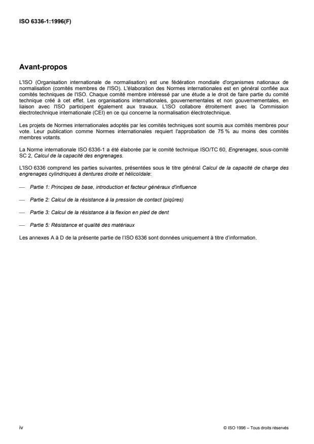 ISO 6336-1:1996 ISO 6336-1:1996 - Calcul de la capacité de charge des engrenages cylindriques a dentures droite et hélicoidale - Page 4 preview