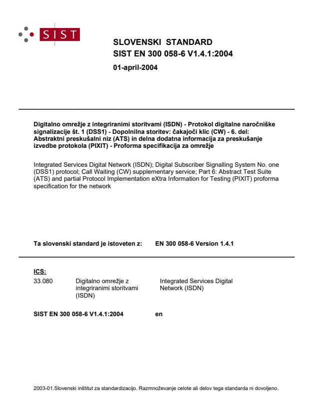 EN 300 058-6 V1.4.1:2004