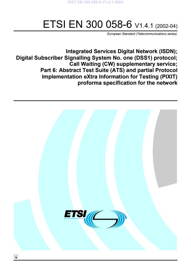 EN 300 058-6 V1.4.1:2004