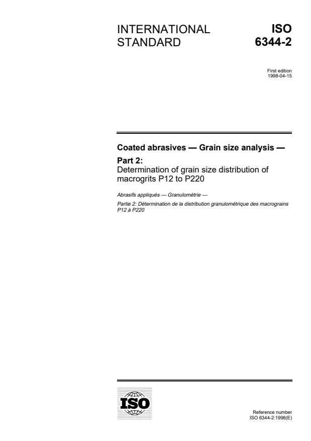 ISO 6344-2:1998 - Coated abrasives -- Grain size analysis