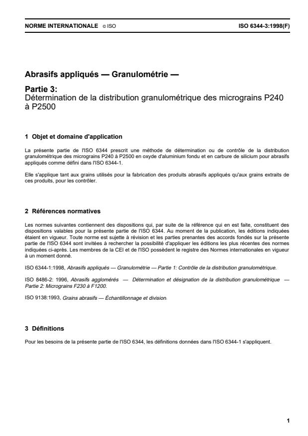 ISO 6344-3:1998 - Abrasifs appliqués -- Granulométrie