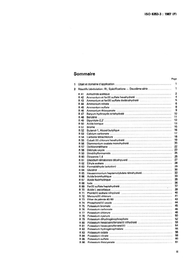 ISO 6353-3:1987 - Réactifs pour analyse chimique