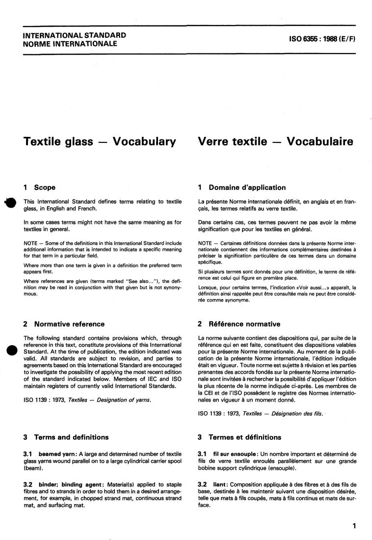 ISO 6355:1988 - Textile glass — Vocabulary
Released:8/18/1988