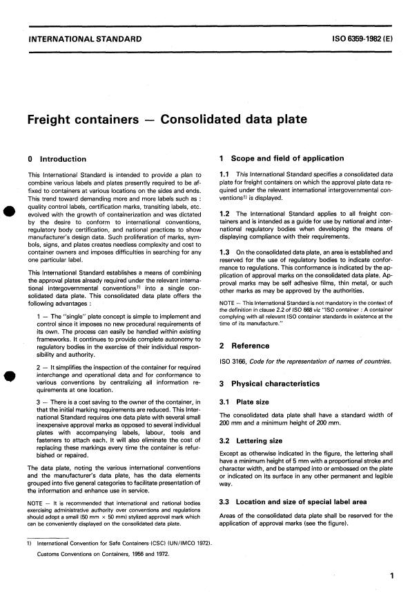 ISO 6359:1982 - Freight containers -- Consolidated data plate