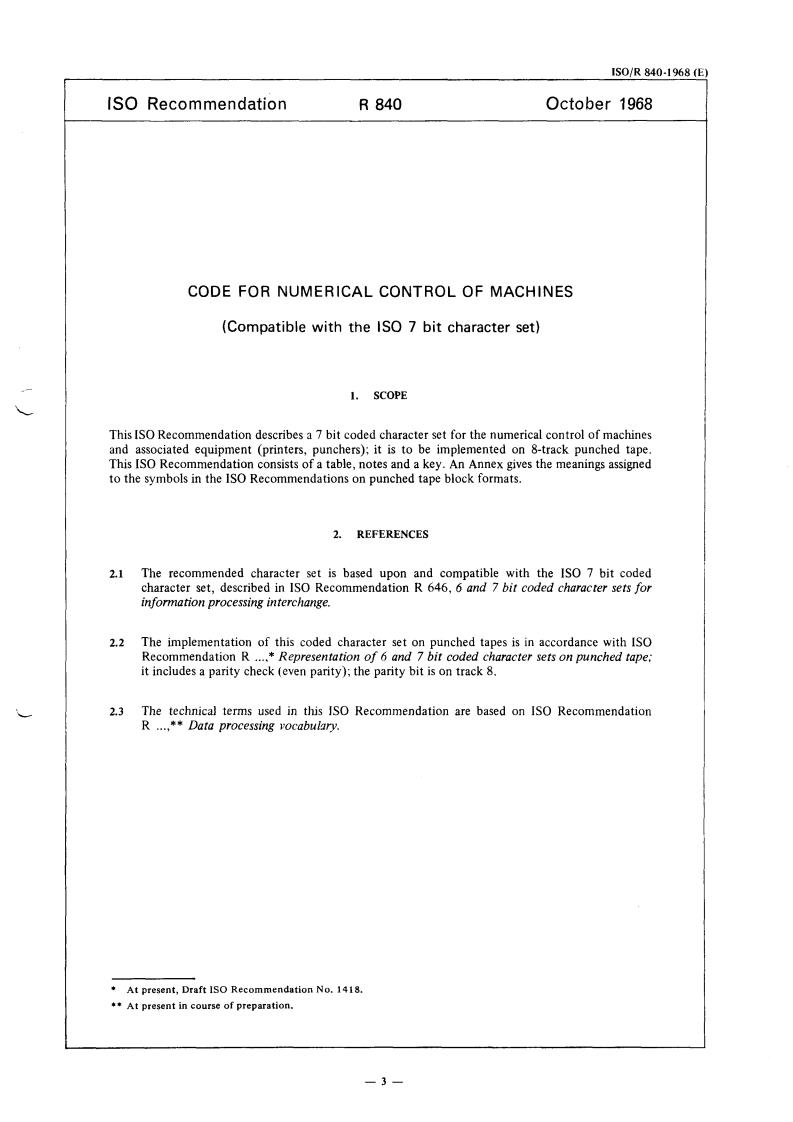 ISO/R 840:1968 - Title missing - Legacy paper document
Released:1/1/1968