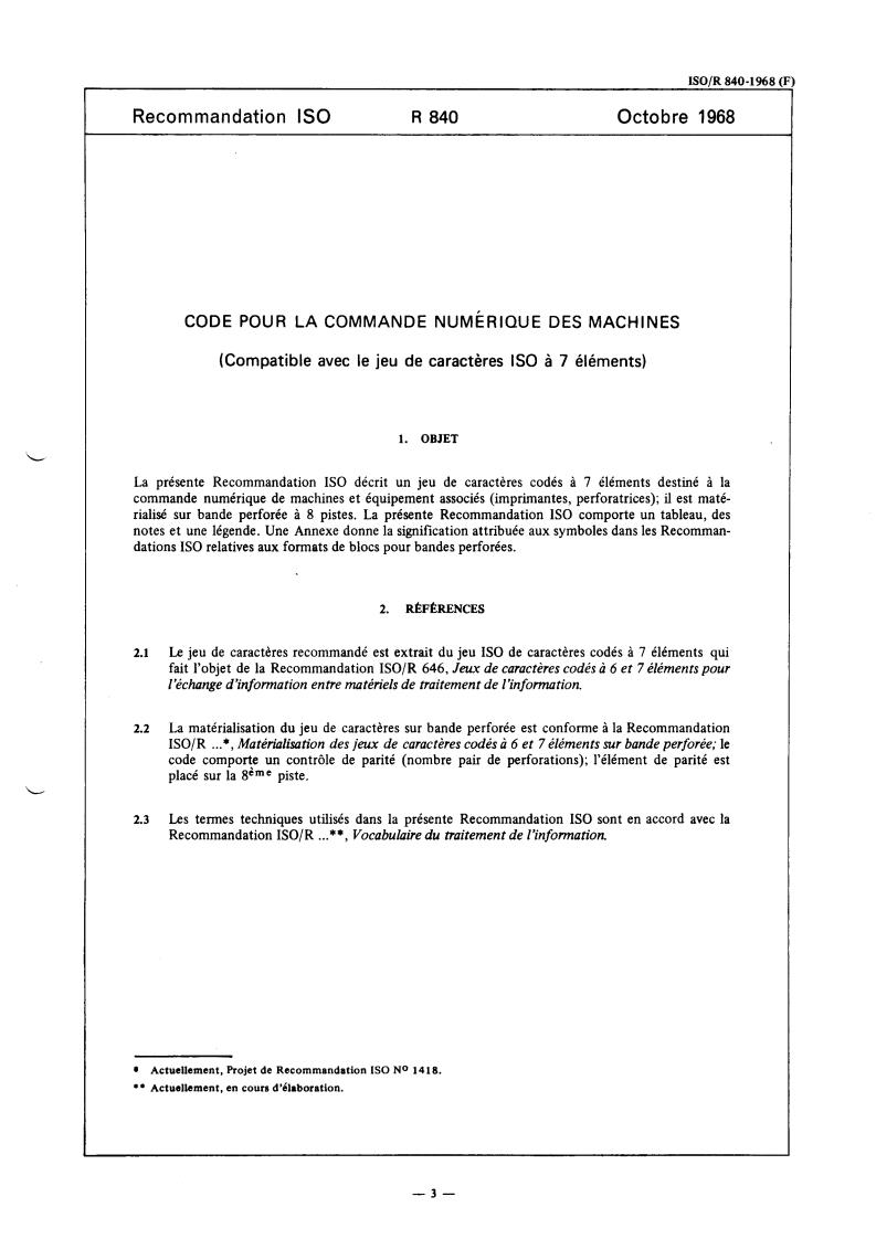 ISO/R 840:1968 - Title missing - Legacy paper document
Released:1/1/1968