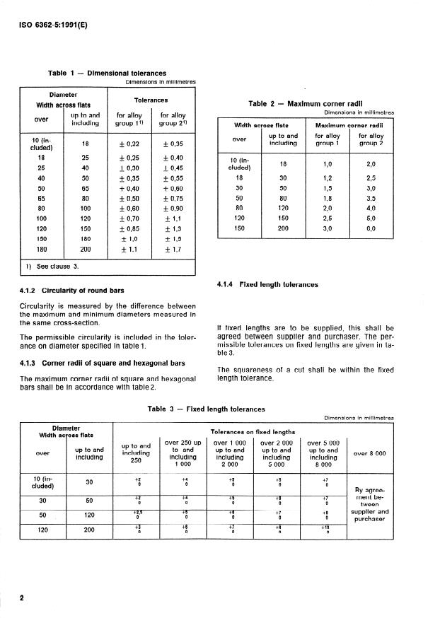 ISO 6362-5:1991 ISO 6362-5:1991 - Wrought aluminium and aluminium alloy extruded rods/bars, tubes and profiles - Page 4 preview